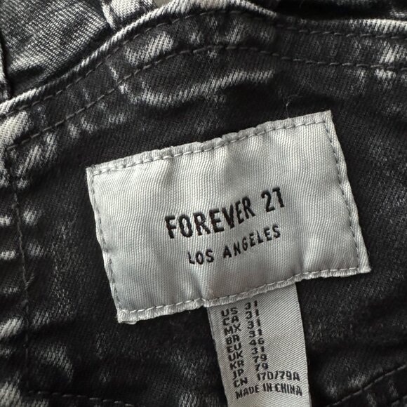 Like New Forever 21 Black Acid Wash Overall Dress Sz 31 - Picture 3 of 7